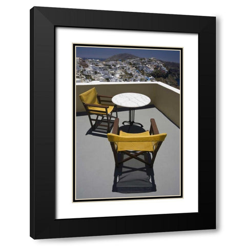 Greece, Santorini Balcony overlooking the town Black Modern Wood Framed Art Print with Double Matting by Young, Bill
