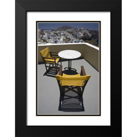 Greece, Santorini Balcony overlooking the town Black Modern Wood Framed Art Print with Double Matting by Young, Bill