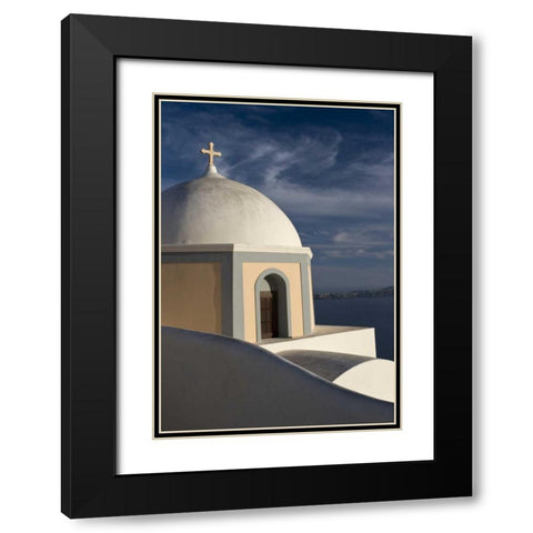 Greece, Santorini Church dome against clouds Black Modern Wood Framed Art Print with Double Matting by Young, Bill