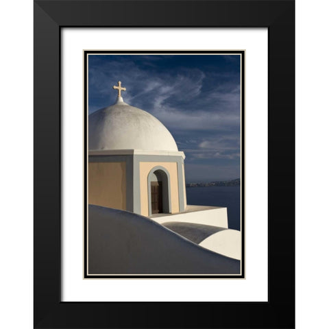 Greece, Santorini Church dome against clouds Black Modern Wood Framed Art Print with Double Matting by Young, Bill