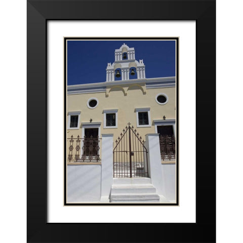Greece, Santorini Gate to Greek Orthodox church Black Modern Wood Framed Art Print with Double Matting by Young, Bill