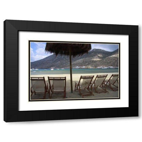 Greece, Cyclades, Sifnos Beach in Sifnos harbor Black Modern Wood Framed Art Print with Double Matting by Noble Gardner, Nancy