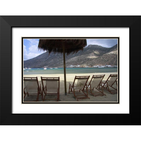 Greece, Cyclades, Sifnos Beach in Sifnos harbor Black Modern Wood Framed Art Print with Double Matting by Noble Gardner, Nancy