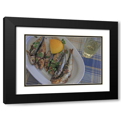 Greece, Paros, Naoussa Fresh cooked fish Black Modern Wood Framed Art Print with Double Matting by Noble Gardner, Nancy