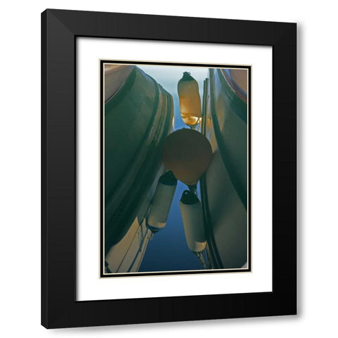 Greece, Paros, Naoussa Fishing boats and floats Black Modern Wood Framed Art Print with Double Matting by Noble Gardner, Nancy