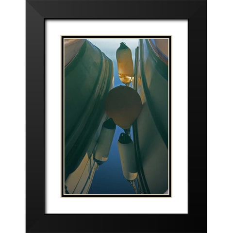 Greece, Paros, Naoussa Fishing boats and floats Black Modern Wood Framed Art Print with Double Matting by Noble Gardner, Nancy