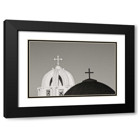 Greece, Santorini Church steeples and crosses Black Modern Wood Framed Art Print with Double Matting by Young, Bill