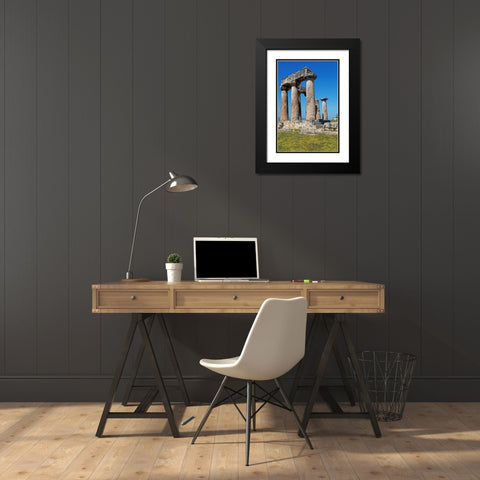 Greece-Corinth Ruins of Temple of Apollo  Black Modern Wood Framed Art Print with Double Matting by Jaynes Gallery