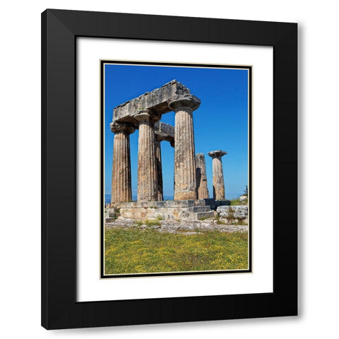 Greece-Corinth Ruins of Temple of Apollo  Black Modern Wood Framed Art Print with Double Matting by Jaynes Gallery