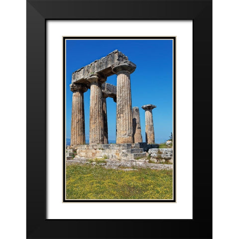 Greece-Corinth Ruins of Temple of Apollo  Black Modern Wood Framed Art Print with Double Matting by Jaynes Gallery