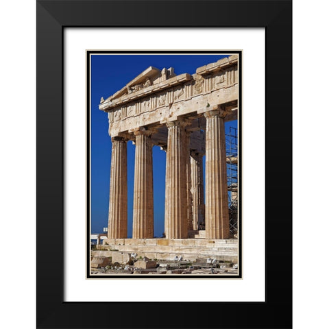 Greece-Athens Ruins of The Parthenon under reconstruction  Black Modern Wood Framed Art Print with Double Matting by Jaynes Gallery