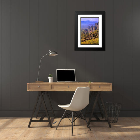 Greece-Meteora Monastery atop mountains  Black Modern Wood Framed Art Print with Double Matting by Jaynes Gallery