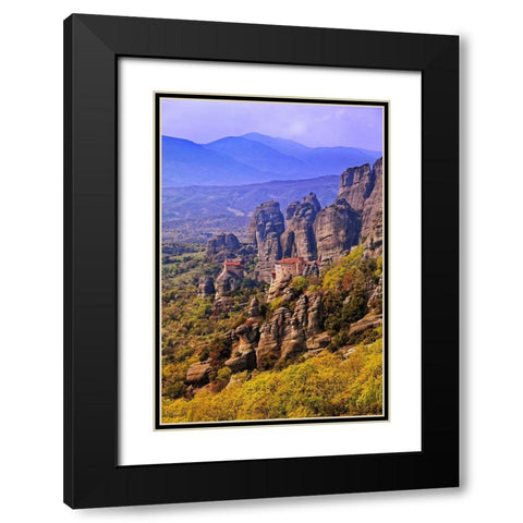 Greece-Meteora Monastery atop mountains  Black Modern Wood Framed Art Print with Double Matting by Jaynes Gallery