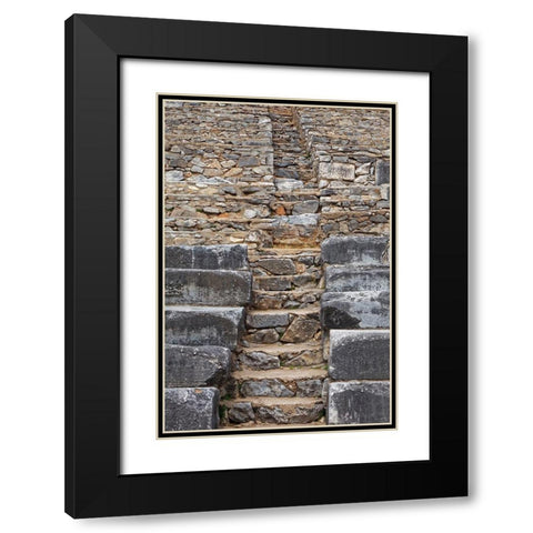 Greece-Philippi Stairs and seats at ruins of ancient stadium  Black Modern Wood Framed Art Print with Double Matting by Jaynes Gallery
