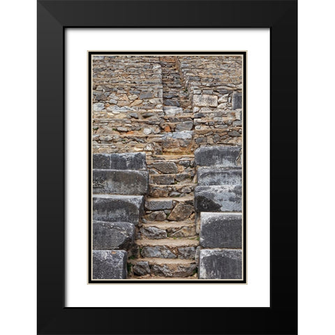 Greece-Philippi Stairs and seats at ruins of ancient stadium  Black Modern Wood Framed Art Print with Double Matting by Jaynes Gallery