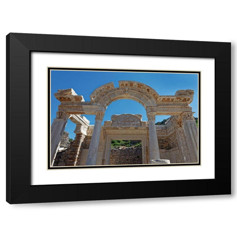 Turkey-Ephesus Temple of Hadrian in ancient Roman city  Black Modern Wood Framed Art Print with Double Matting by Jaynes Gallery