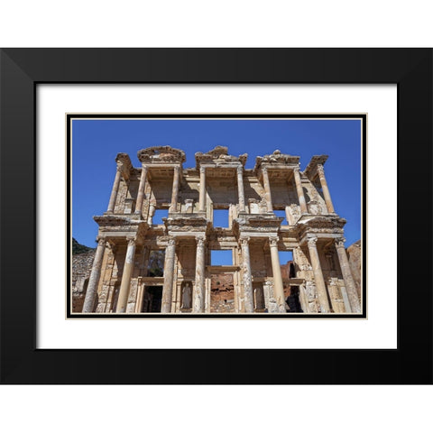 Turkey-Ephesus Facade ruins of Celsus Library in ancient city  Black Modern Wood Framed Art Print with Double Matting by Jaynes Gallery