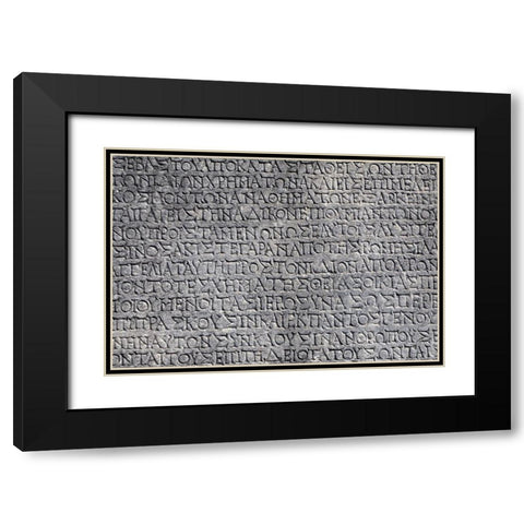 Turkey-Ephesus Ancient stone writings at ancient city  Black Modern Wood Framed Art Print with Double Matting by Jaynes Gallery