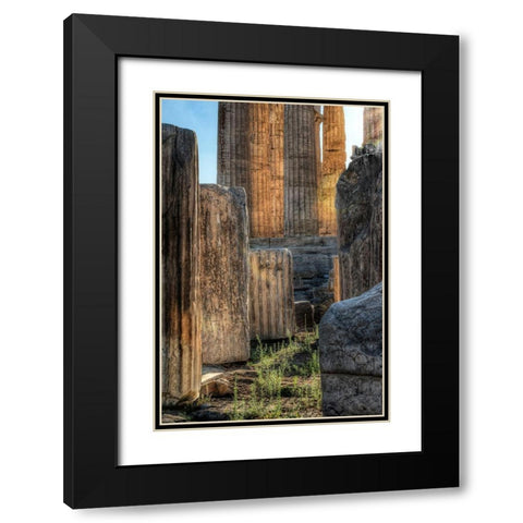Details of columns on the Parthenon on the Acropolis in Athens-Greece Black Modern Wood Framed Art Print with Double Matting by Steve Mohlenkamp