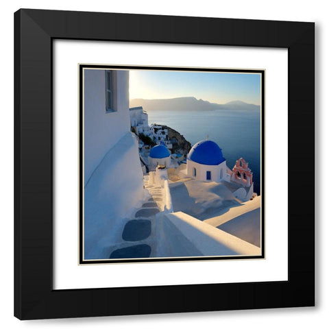 Santorini-Greece on the Mediterranean Sea Black Modern Wood Framed Art Print with Double Matting by Steve Mohlenkamp