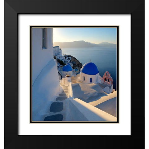 Santorini-Greece on the Mediterranean Sea Black Modern Wood Framed Art Print with Double Matting by Steve Mohlenkamp