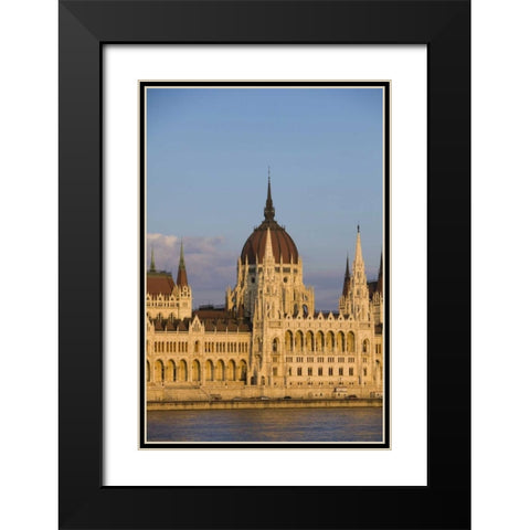 Hungary, Budapest Parliament Building Black Modern Wood Framed Art Print with Double Matting by Zuckerman, Jim