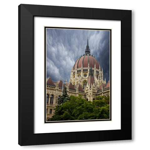 Hungary, Budapest Parliament Building Black Modern Wood Framed Art Print with Double Matting by Zuckerman, Jim