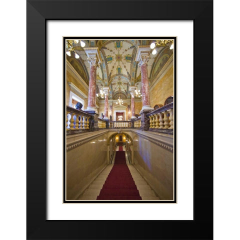 Hungary, Budapest Parliament Building Interior Black Modern Wood Framed Art Print with Double Matting by Zuckerman, Jim