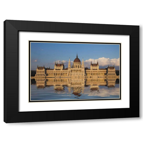 Hungary, Budapest Parliament Building Black Modern Wood Framed Art Print with Double Matting by Zuckerman, Jim
