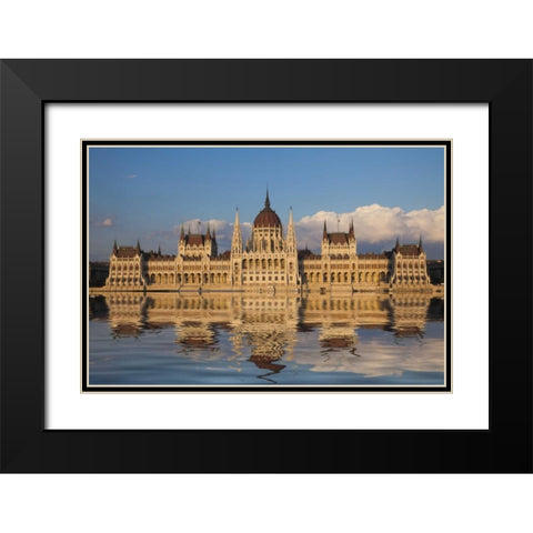 Hungary, Budapest Parliament Building Black Modern Wood Framed Art Print with Double Matting by Zuckerman, Jim