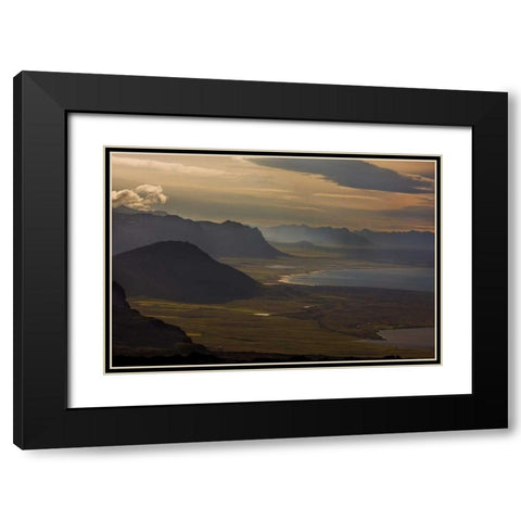 Iceland, Snaefellsnes Sunset bathes the coast Black Modern Wood Framed Art Print with Double Matting by Grall, Don