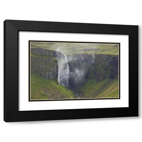 Iceland, Snaefellsnes Grundarfoss Falls Black Modern Wood Framed Art Print with Double Matting by Grall, Don