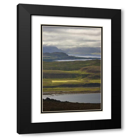 Iceland Farmland along Thorskafjordur Fjord Black Modern Wood Framed Art Print with Double Matting by Grall, Don
