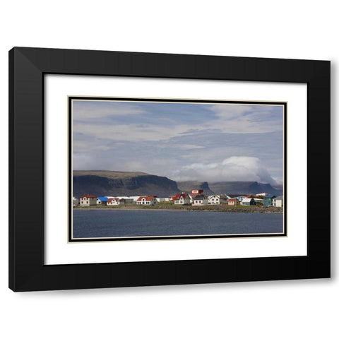 Iceland, Patreksfjordur Small town Black Modern Wood Framed Art Print with Double Matting by Grall, Don