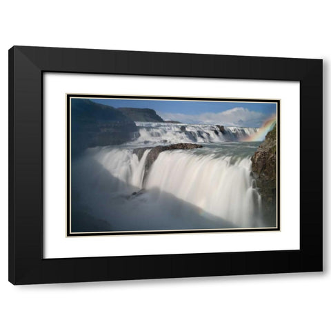 Iceland The Hvita River and Gullfoss waterfall Black Modern Wood Framed Art Print with Double Matting by Grall, Don