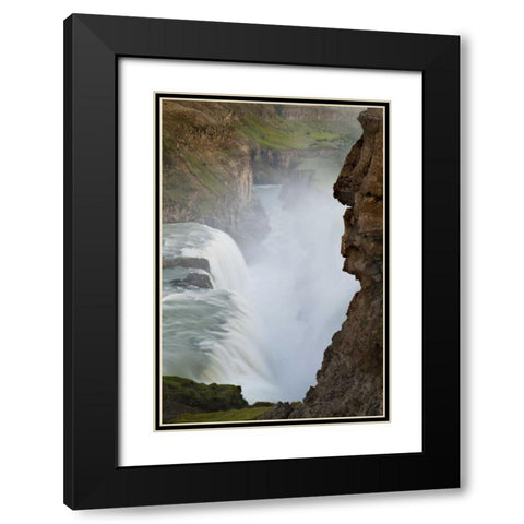 Iceland The Hvita River and Gullfoss waterfall Black Modern Wood Framed Art Print with Double Matting by Grall, Don