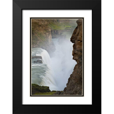 Iceland The Hvita River and Gullfoss waterfall Black Modern Wood Framed Art Print with Double Matting by Grall, Don