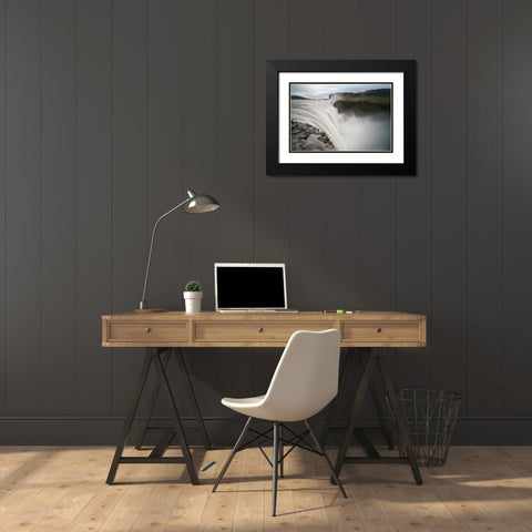 Iceland, Jokulsargljufur NP Dettifoss Waterfall Black Modern Wood Framed Art Print with Double Matting by Grall, Don