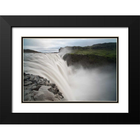 Iceland, Jokulsargljufur NP Dettifoss Waterfall Black Modern Wood Framed Art Print with Double Matting by Grall, Don