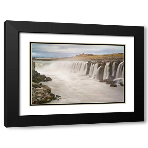 Iceland, Jokulsargljufur NP Selfoss Waterfall Black Modern Wood Framed Art Print with Double Matting by Grall, Don