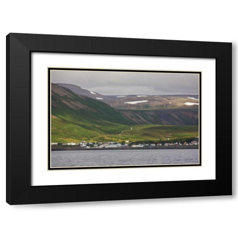 Iceland, HusavIk City and surrounding mountains Black Modern Wood Framed Art Print with Double Matting by Grall, Don