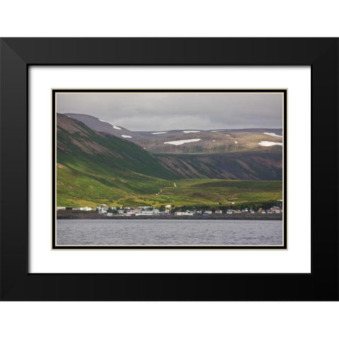 Iceland, HusavIk City and surrounding mountains Black Modern Wood Framed Art Print with Double Matting by Grall, Don