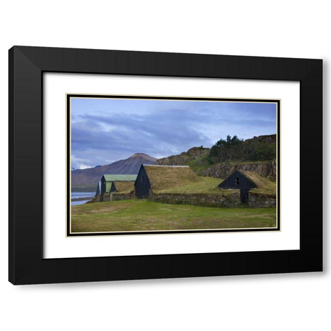 Iceland, Borgarnes Sod-roofed sheds Black Modern Wood Framed Art Print with Double Matting by Grall, Don