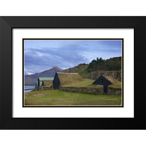 Iceland, Borgarnes Sod-roofed sheds Black Modern Wood Framed Art Print with Double Matting by Grall, Don