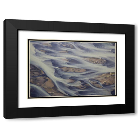 Iceland, Reykjavik Aerial of Holsa River delta Black Modern Wood Framed Art Print with Double Matting by Anon, Josh