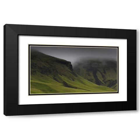 Iceland Misty mountainside landscape Black Modern Wood Framed Art Print with Double Matting by Young, Bill