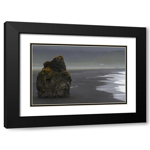 Iceland, Vik black sand beach on rainy day Black Modern Wood Framed Art Print with Double Matting by Young, Bill