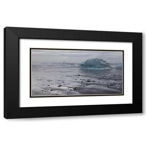 Iceland Iceberg pieces from Jokulsarlon Lagoon Black Modern Wood Framed Art Print with Double Matting by Young, Bill