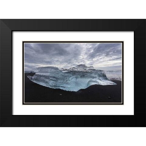 Iceland Iceberg piece from Jokulsarlon Lagoon Black Modern Wood Framed Art Print with Double Matting by Young, Bill