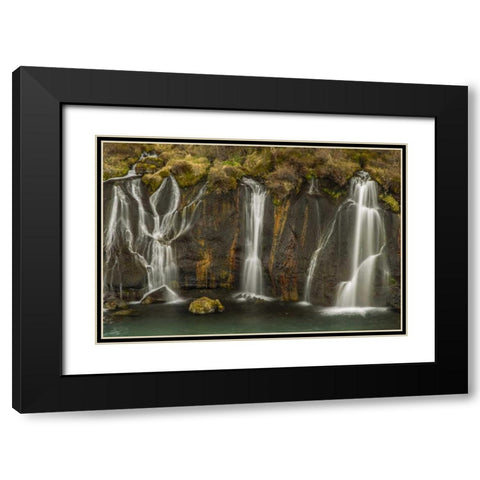 Iceland, Hraunfossar Waterfalls flows over rocks Black Modern Wood Framed Art Print with Double Matting by Illg, Cathy and Gordon